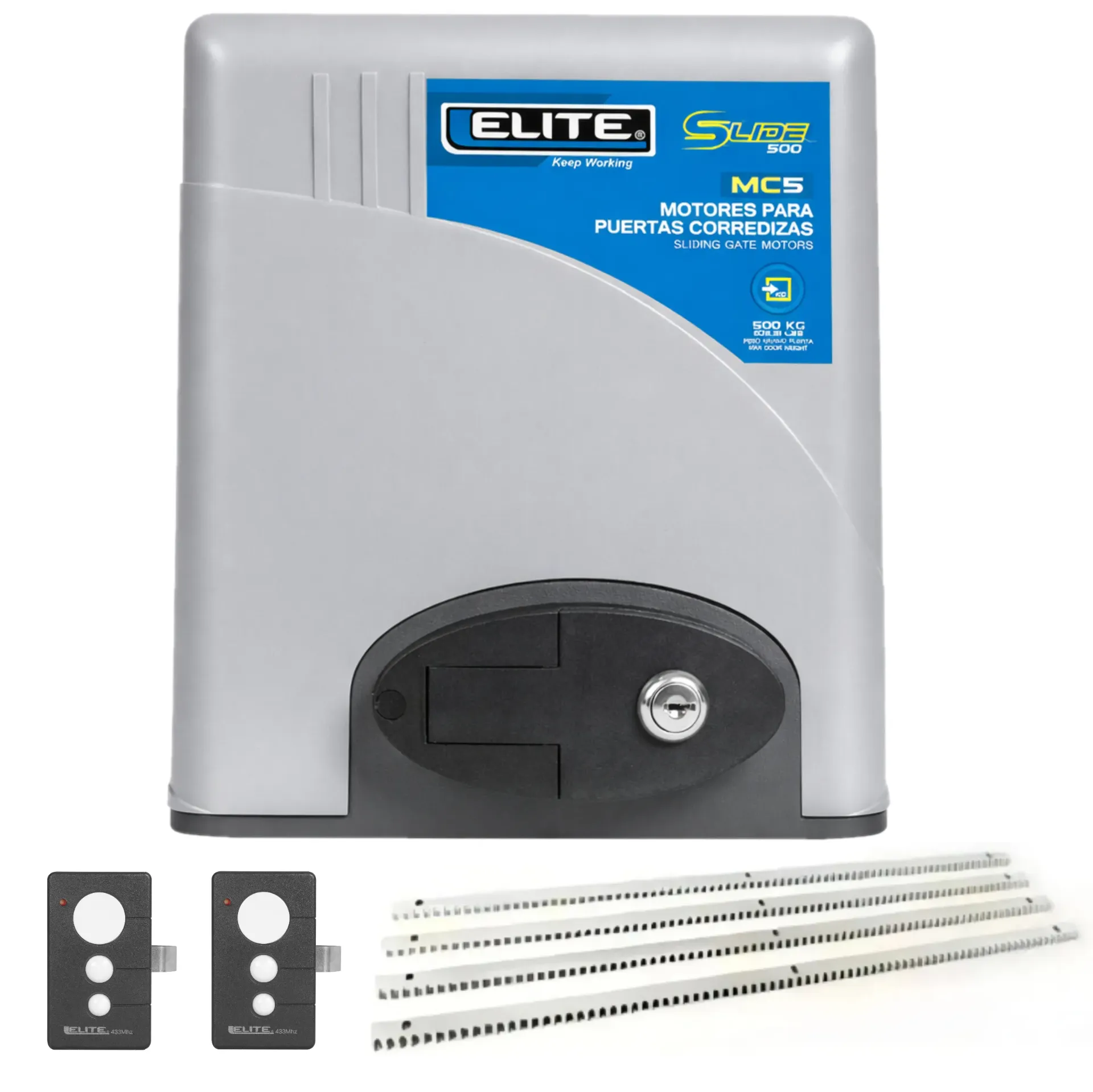 [MC8] Kit Motor Corredizo SLIDE800/ 800Kg+4Mts Cremallera+2 controles/Finales de carrera mecanicos ELITE