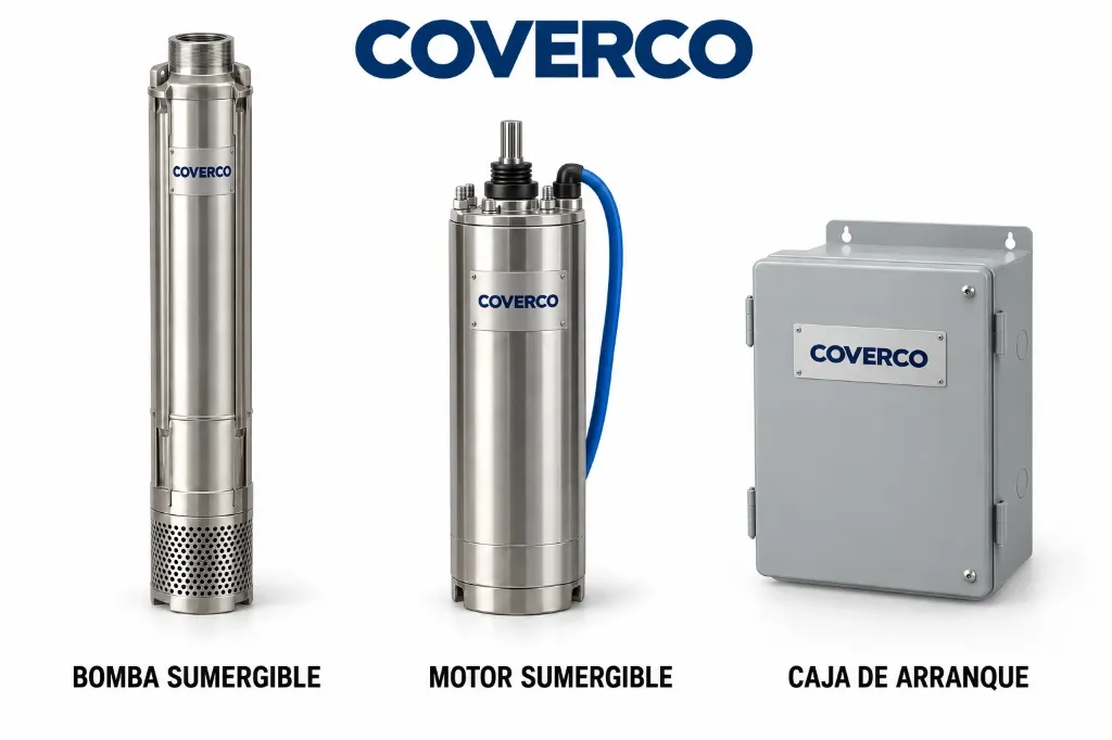 [S0022] KIT SISTEMA BOMBEO SUMERGIBLE 4" 2HP MOTOR Y CAJA DE ARRANQUE COVERCO