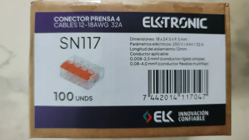 [SN117] CAJA 100 CONECTORES PRENSA 4 CABLES 12-18AWG 32A SN117 - ELKTRONIC