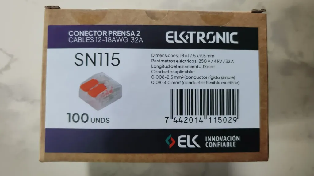 [SN115] CAJA 100 CONECTORES PRENSA 2 CABLES 12-18AWG 32A SN115 - ELKTRONIC