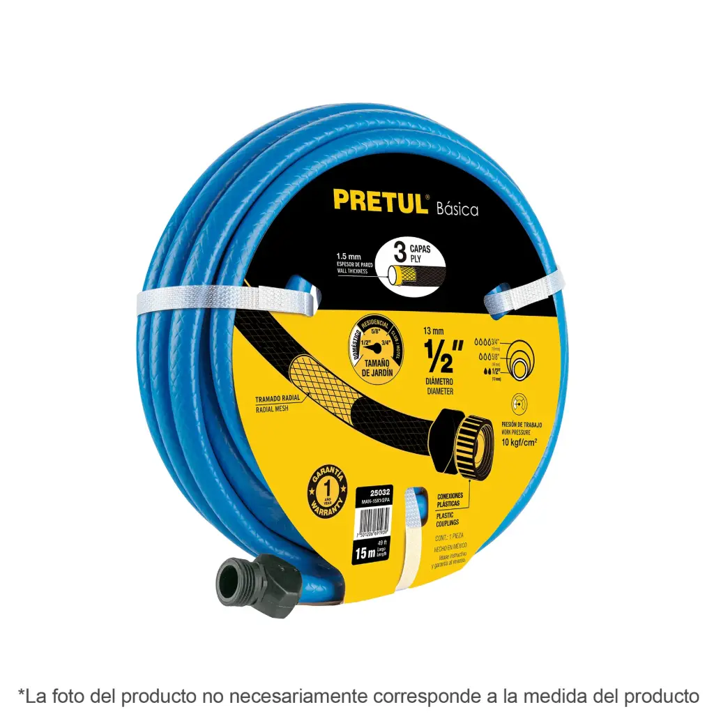 [25031] MANGUERA AZUL 1/2"X10M 3 CAPAS MAN-10X1/2PA PRETUL