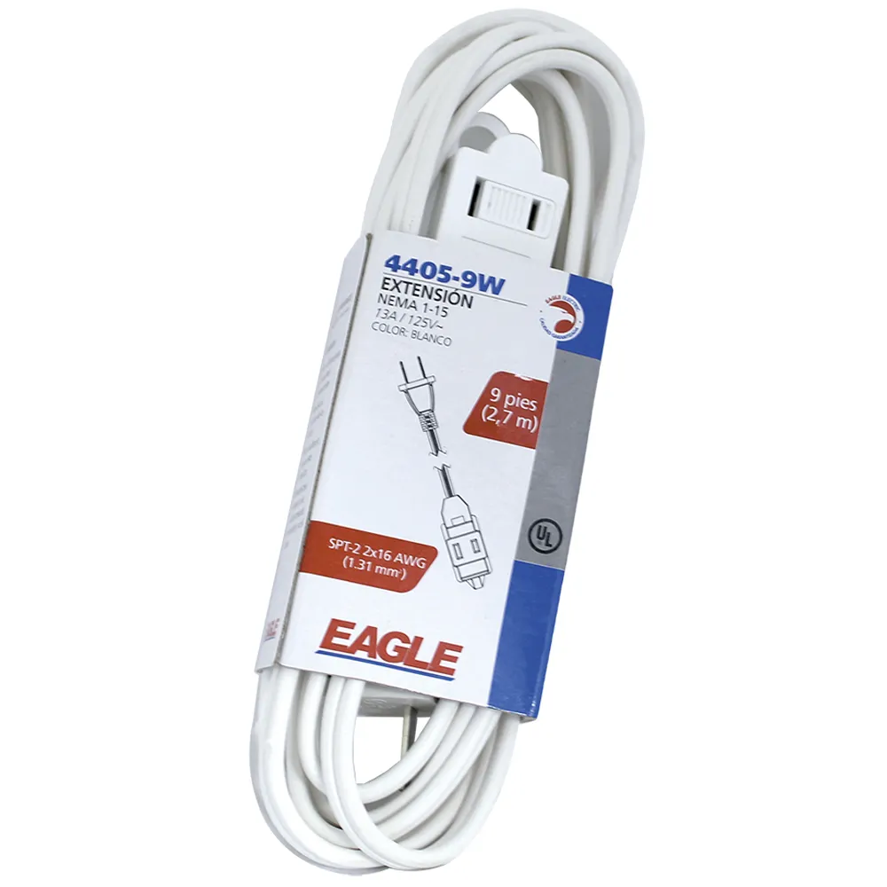 [E0244059W] EXTENSION 3 SALIDAS SPT 2x16AWG 13A 125V LARGO 2.7m BLANCO 4405 9-W